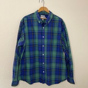 Old Navy Mens Plaid Button Down Shirt. Size XL Blue Green